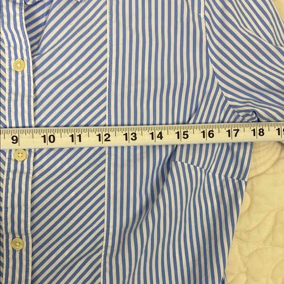 Banana Republic Tailored Fit Button Down Shirt Blue White Striped Sz 8 - Picture 4 of 7